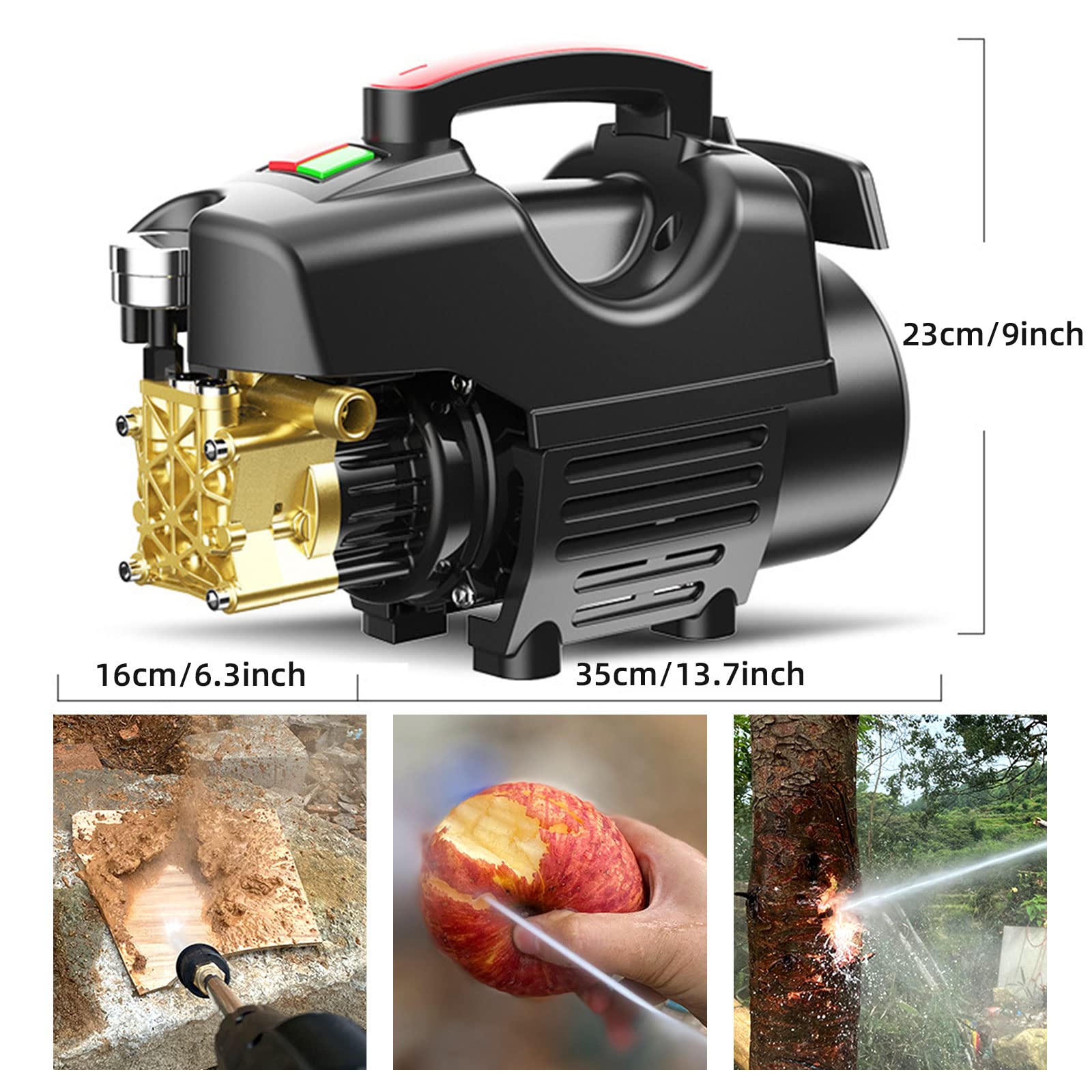 Hidrolimpiadora eléctrica de 180 Bares y 6,5 l/min. Hidrolimpiadora para Coches con Manguera. para Lavar Coches y Casas, y Limpiar Patios. (7mlongwatergun)