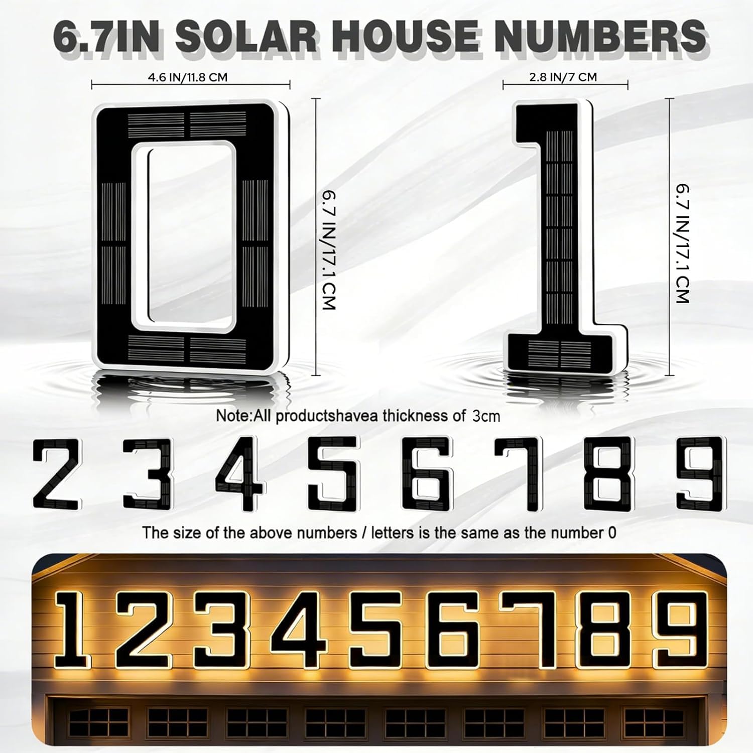Solar-Hausnummern für Außenbeleuchtung, 17 cm, wasserdicht, LED-beleuchtete Adressschilder für Hofhäuser, Numeros Para Casa, Außenbeleuchtung, beleuchtet, modern, 1 Stück