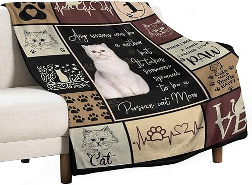 Miniatura 2 de Manta con estampado de gato persa, manta de animales lindos para sofá, cama, decoración de cosas, suave y acogedora manta de franela de felpa para
