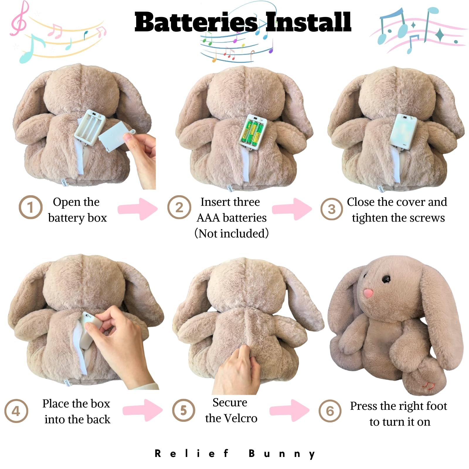 Easter Anxiety Relief Koala Bunny, Breathing Teddy Anxiety Bear with Calming Music, Lights, Sleeping Otter Plush, Soothing Bunny for Adults & Kids, Stress Relief Stuffed Animal - Image 3