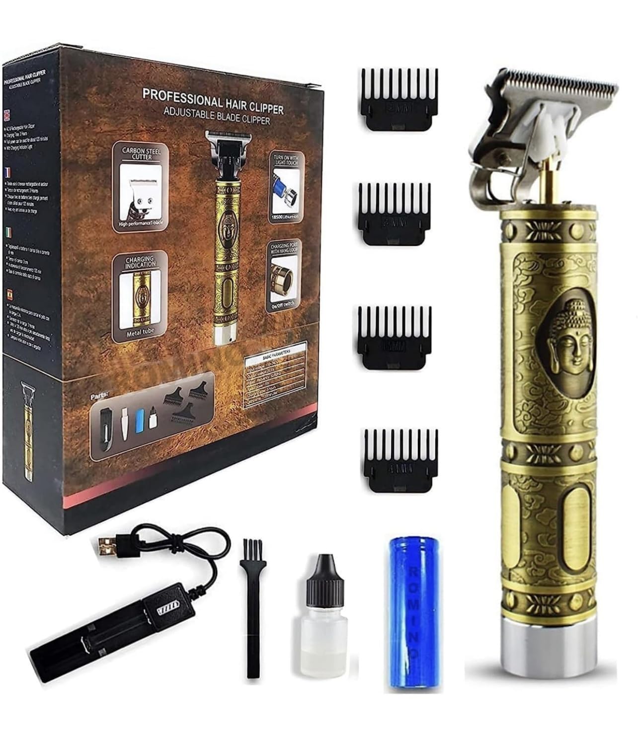 Buddha Smart Beard Trimmer - Power adapt technology for Face, Head and Body Men & Women trimming||120 min run time with Quick Charge (Gold)