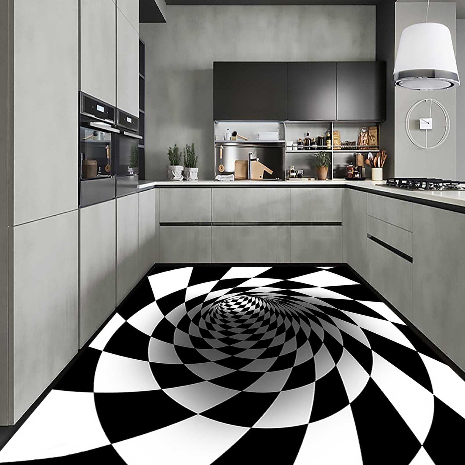 Tapis Rond - FDIT - 3D Noir et Blanc - Antidérapant - Moderne - Plusieurs Tailles - Maison Tapis Rond - FDIT - 3D Noir et Blanc - Antidérapant - Moderne - Plusieurs Tailles - Maison