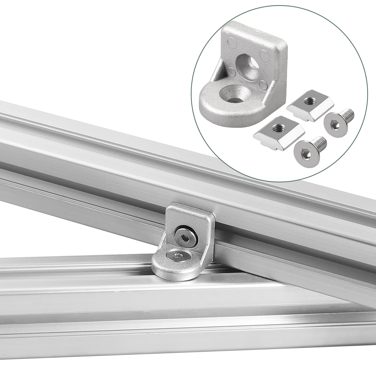 EYPINS 10 kątowników kątowych 30 x 30 x 30 mm 3030 mm do profilu rowkowego 8 mm 20 nakrętek 20 śrub mocujących M6 x 14 mm wspornik aluminiowy