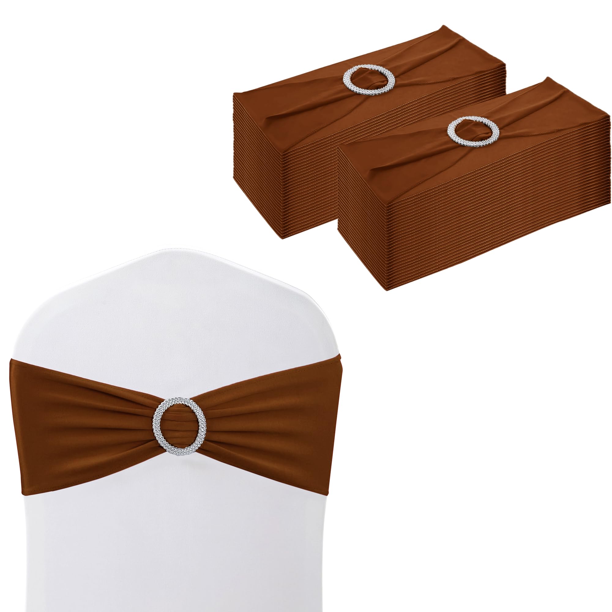 Trimming Shop Spandex Chair Band with Slider Buckle, Chocolate Brown, 25pcs โ image 1
