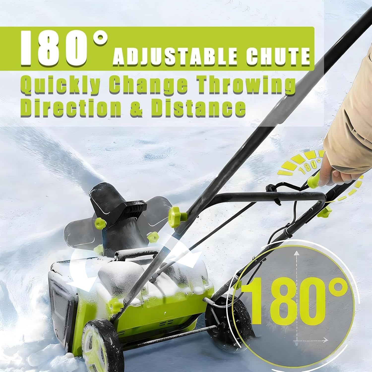 Quitanieves Eléctrico a Batería Con Batería Y Cargador, Ancho De Trabajo De 50 Cm, Altura De Nieve De 25 Cm, Distancia De Lanzamiento De 8 M, Tolva De Descarga Ajustable a 180°, Quitanieves 4batteries