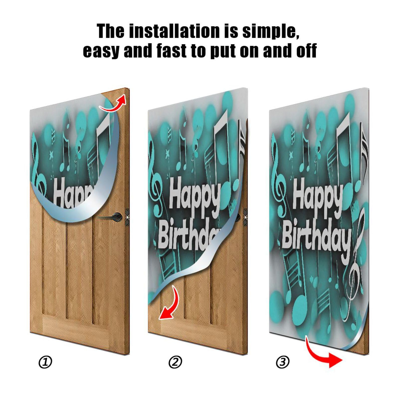 FLildon Birthday Musical Theme Door Cover Decoration, Party Accessory Porch Decor for Festive Ornament Room Door Covers 36 x 98 Inch