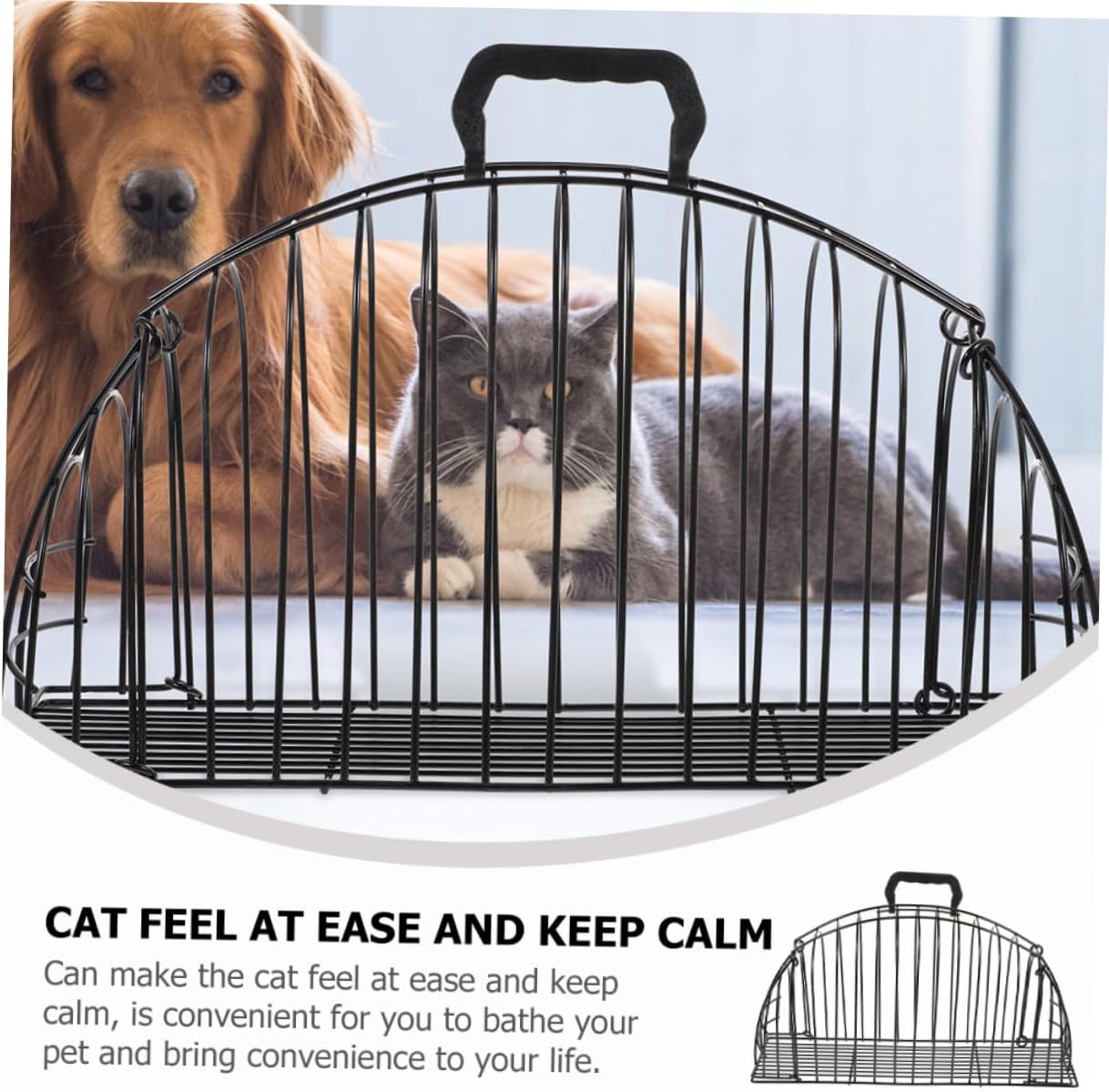 Cat Bathing Cage Wear Resistant Pet Shower Cage for Cats Breathable Scratch Resistant Design Convenient for Bathing Drying Portable Cat Grooming