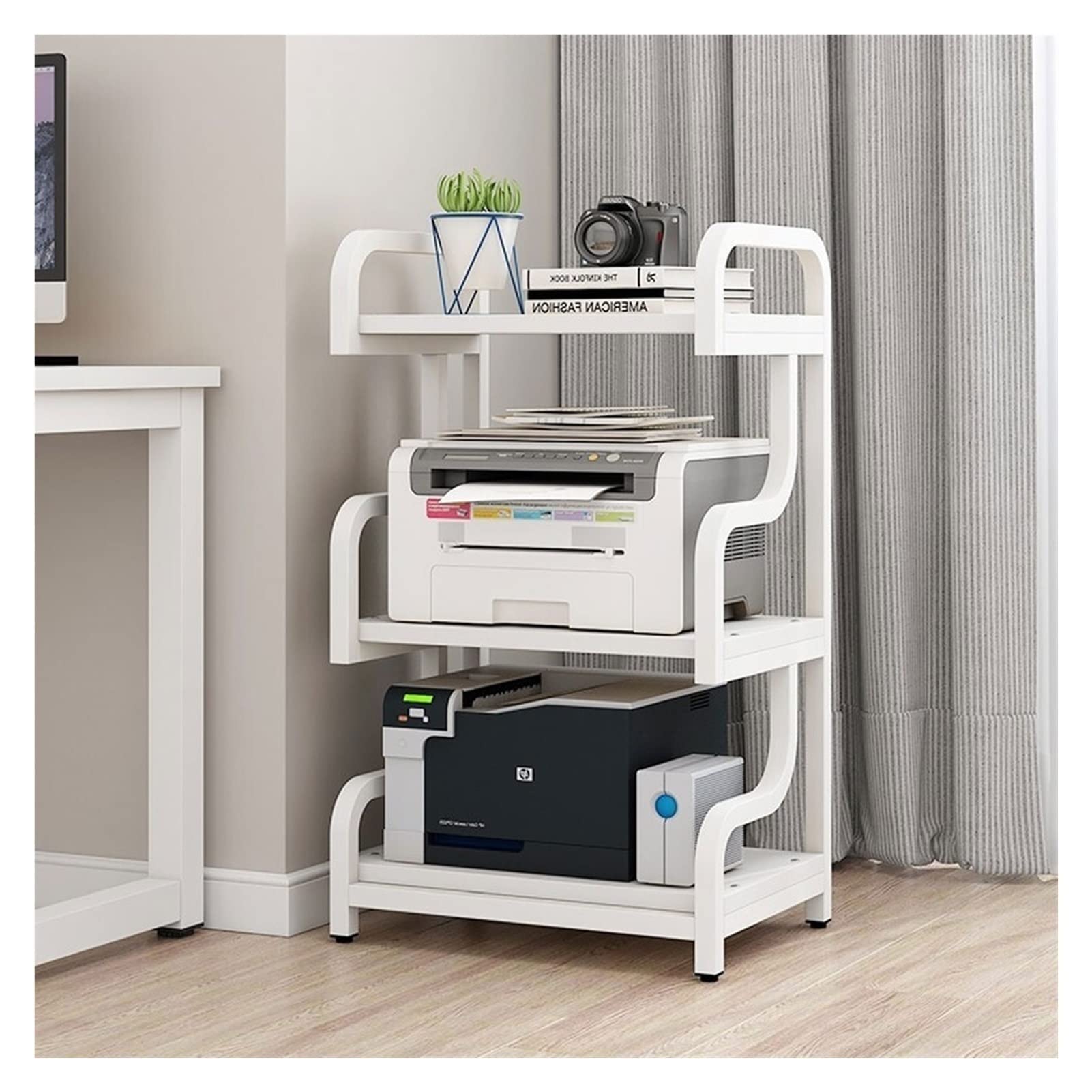 YNWDBY Home Printer Stand Printer Stand Floor-to-Ceiling Heavy-Duty Printer Rack Office Office 3-Layer File Classification Finishing Rack Copier Stand Printer Table for Home Office(B)