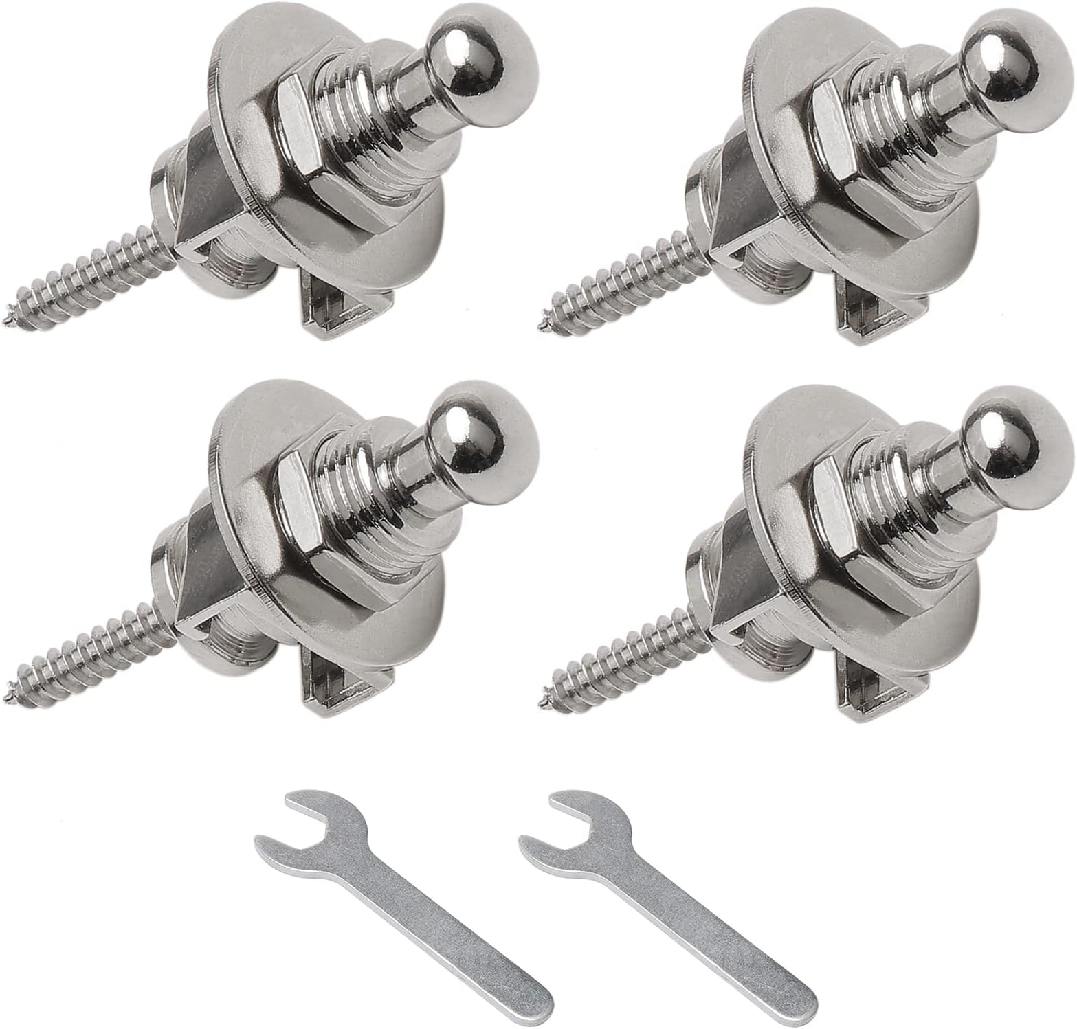 Unxuey Silver Guitar Strap Locks and Buttons Security Quick Release Straplocks Strap Retainer Guitar Replacements (Pack of 4)