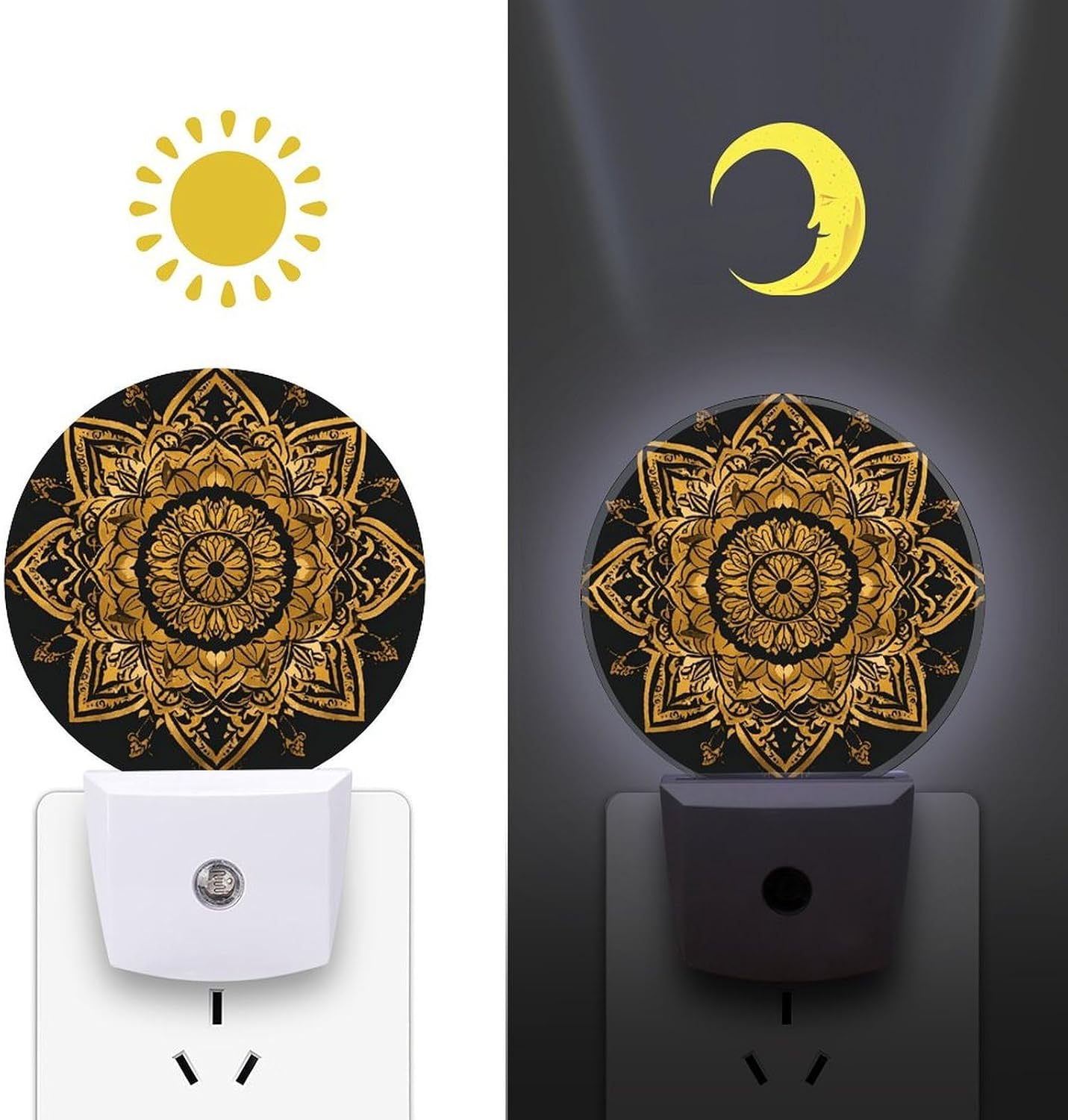 in Gold and Black Plug-in LED Nightlight Wall Night Light image 3