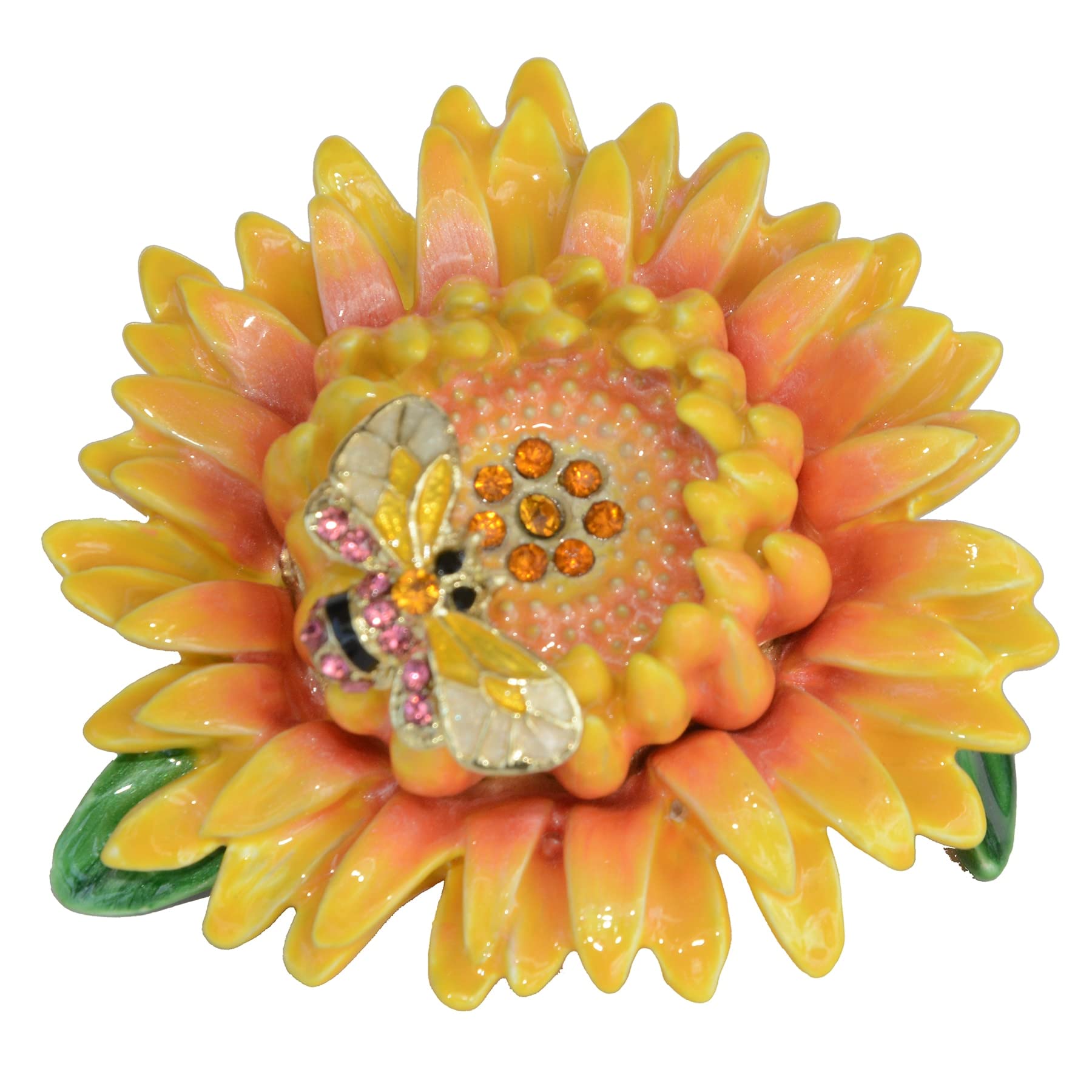 Jewelled Słonecznik Zestaw Botaniczny Dekoracja Botaniczna Dekoracja Botaniczna Box Biżuteria Organizator Figurka Talizman Pudełko Na Zawiasach Kolekcjonerskich Dżetów Jeweled
