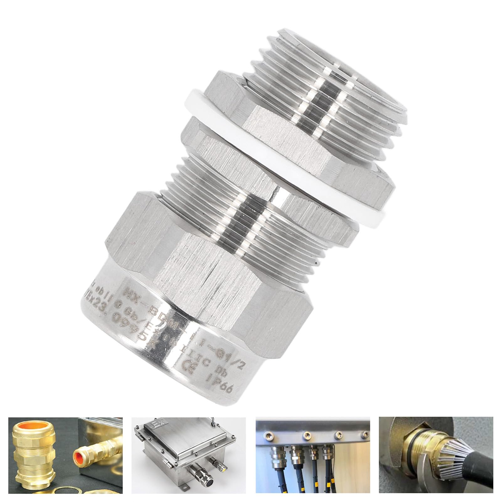 Pressacavo 1/2 NPT 304 In Acciaio Inossidabile IP66 Resistente All'acqua Cavo Antistrappo Cavo Armato Connettore per Veicoli Dispositivi Marini