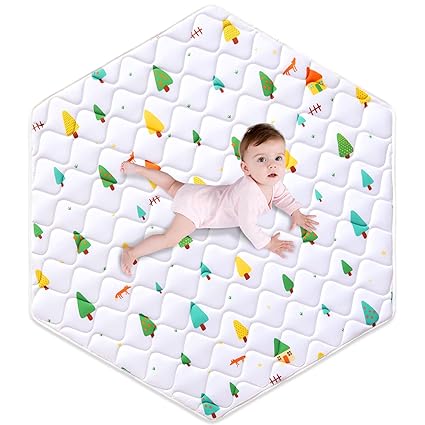 Odorless Premium Foam Hexagon Playpen Mat 52? X 45?,Baby Playmat Compatible with Regalo Play Yard 48 Inch&Hiccapop Portable Playpen,6 Panel Playpen Mattresses,Non Slip Kids Tent Mat,Floor Crawling Mat