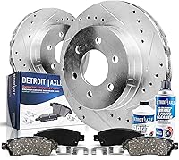 Detroit Axle Front Brake Kit for 6-Lug Toyota Tacoma 4Runner FJ Cruiser - Drilled Slotted 12.56" Rotors Ceramic Pads