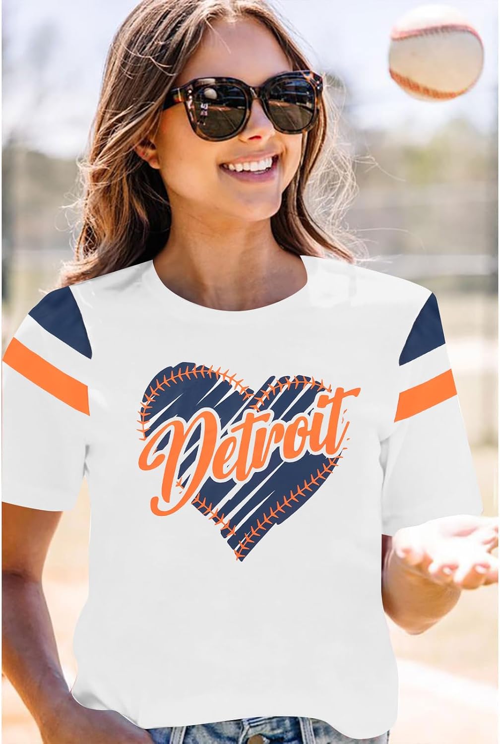 Football Shirt Woman Baseball Team Tshirt Football Fan Gifts Tee Vintage Style Baseball Shirt Casual Letter Print Tops
