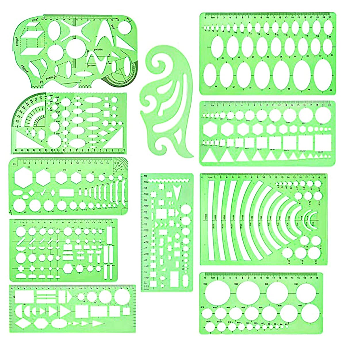 11 Pezzi Modelli di Disegni Geometrici per Disegno Ingegnere Materiale Scolastico