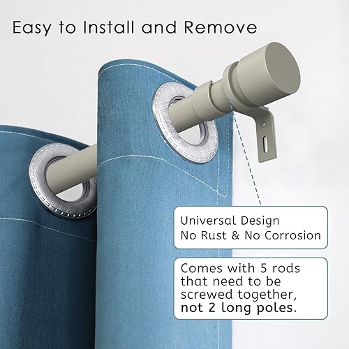 Miniatura 2 de Byondeth Barras de cortina para ventanas de 16 a 88 pulgadas de longitud ajustable, barra de cortina de ventana de 1 pulgada de diámetro con tapa de