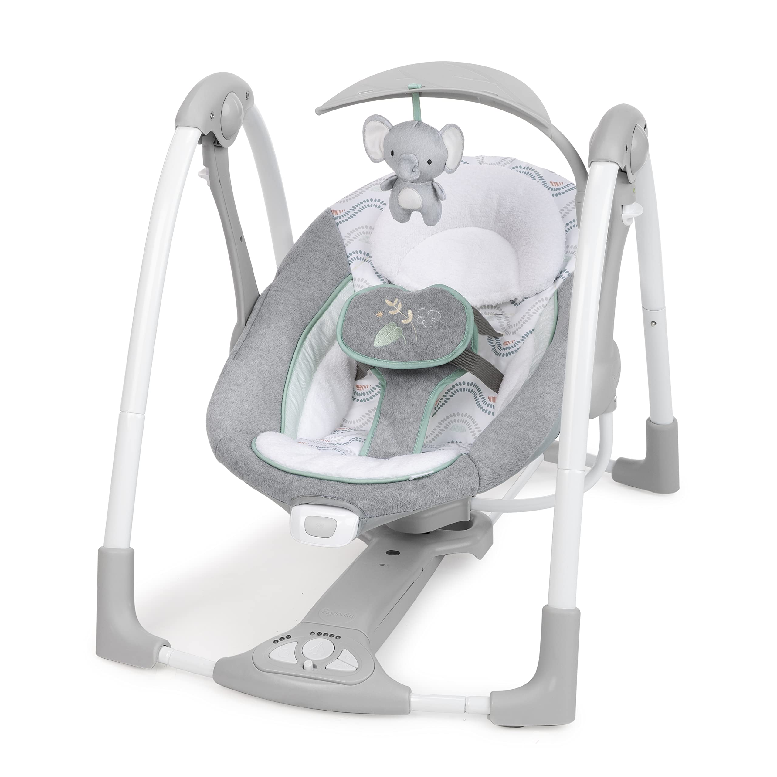 Ingenuity ConvertMe 2-in-1 Babyschaukel & Babywippe, Baby wippe elektrisch,, tragbar, Vibrationen, Naturgeräusche, 0–9 Monate, max. 9 kg – Swell