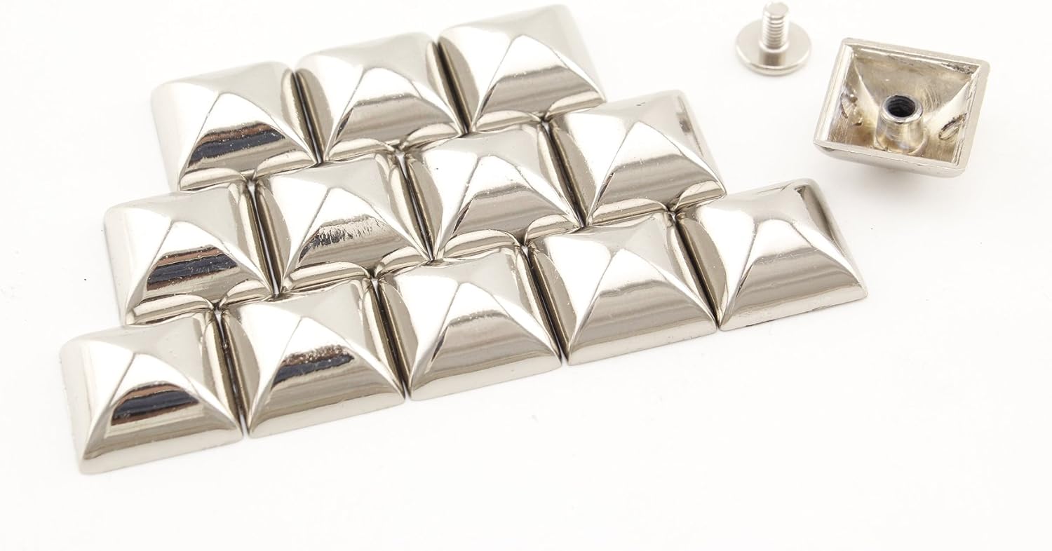 Pyramid Head Studs Rivets 5/8" / 15mm x 7mm zinc alloying Screw on High Cup Decorative for Punk Leather Purse Bag Clothing Shoes Nickel AC51A