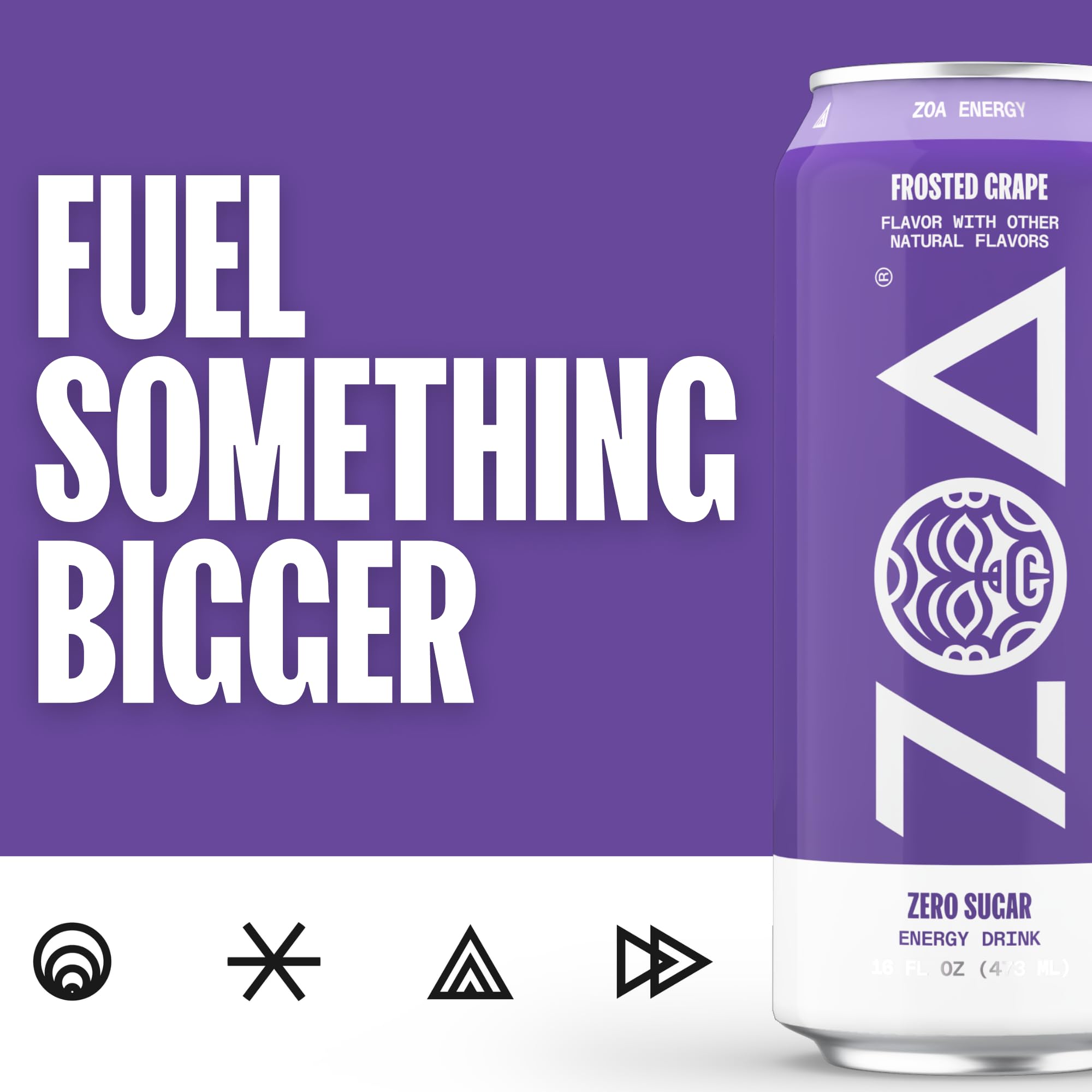 ZOA Zero Sugar Energy Drinks, Frosted Grape Clean