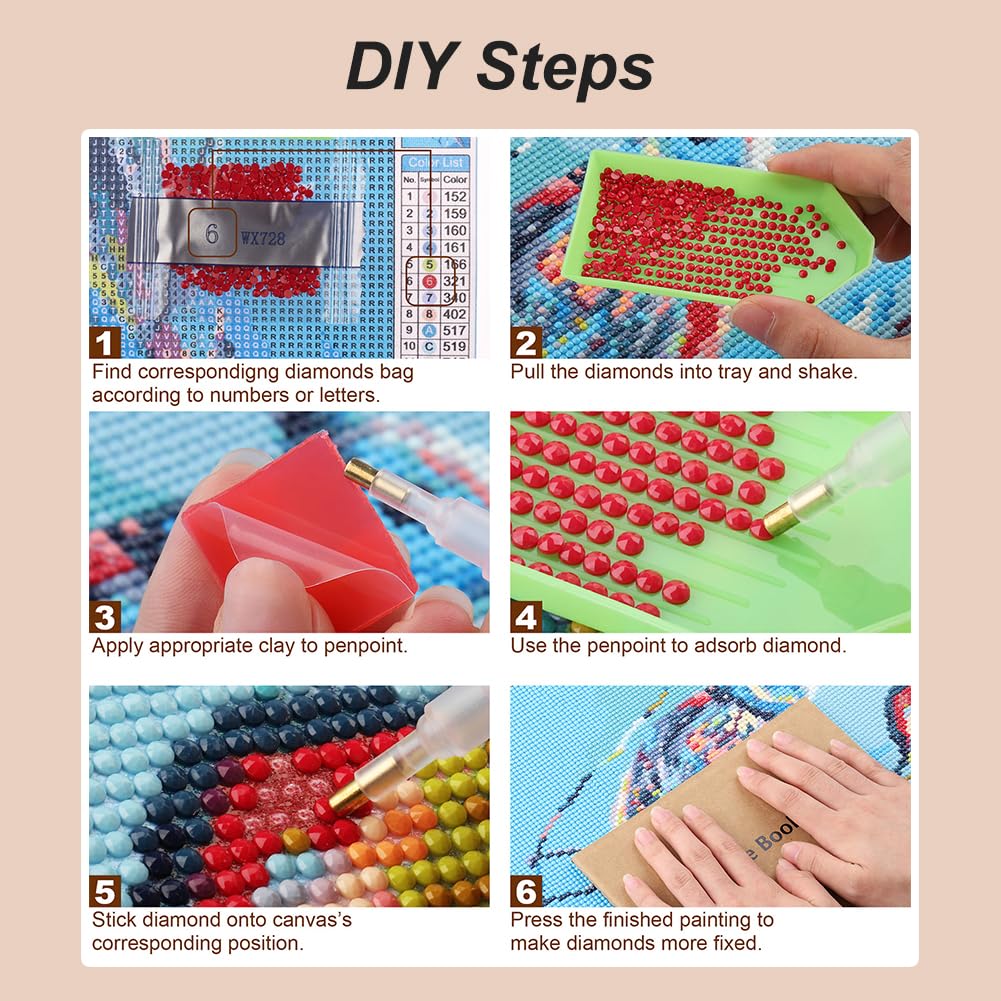hill froeistung Kits de pintura de diamantes para adultos, kits de arte de diamantes de flores para principiantes, 5D redondo de taladro completo, puntos de diamante, gemas de arte para decoración del