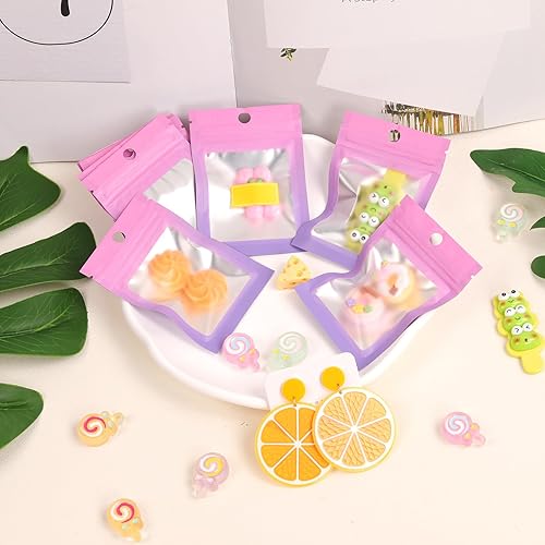 Miniatura 2 de Bolsas resellables de Mylar a prueba de olores, para almacenamiento de alimentos, bolsas de embalaje holográfico con ventana frontal para muestras