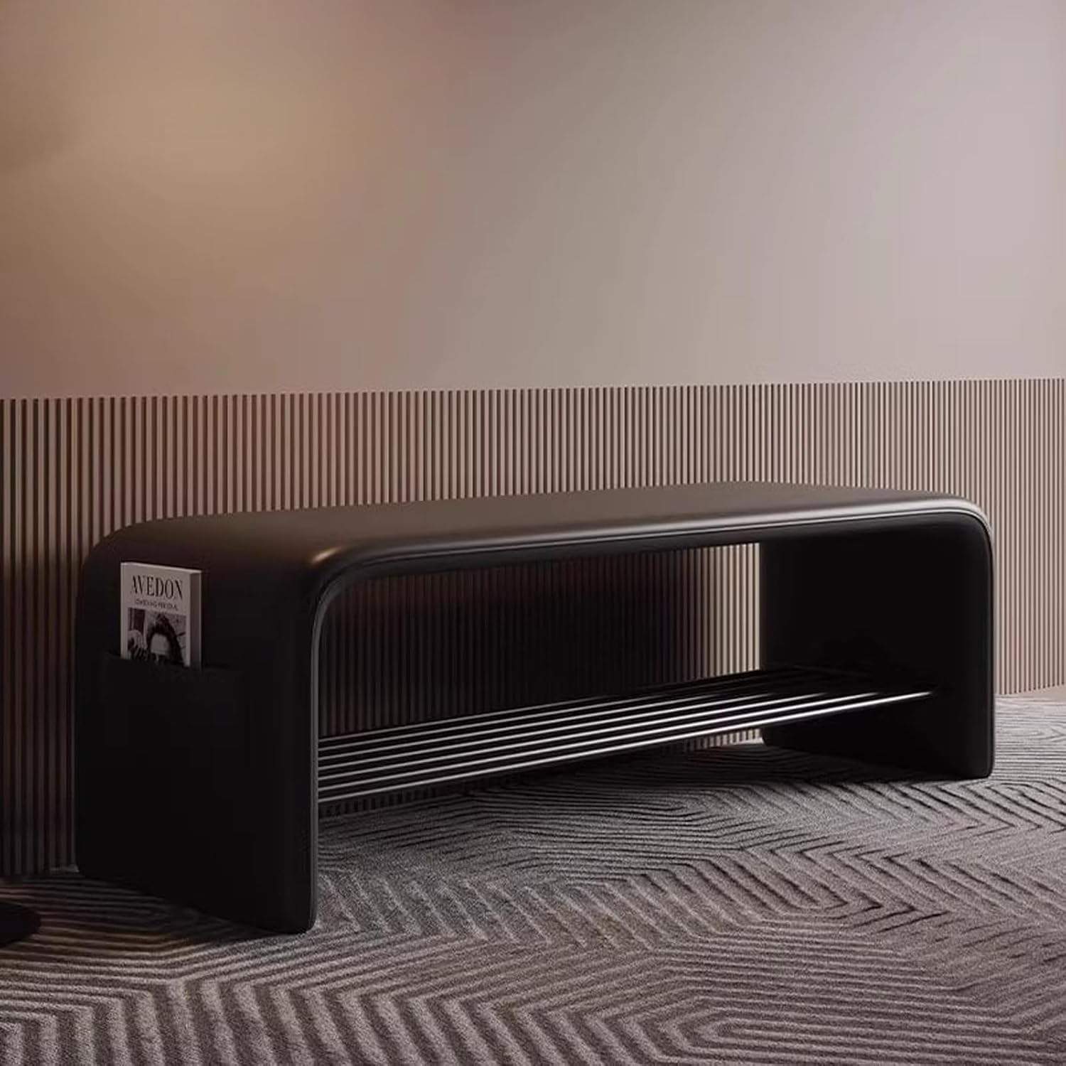 Shoe Rack Bench, Entryway Storage Bench with Cushion Padded Seat, Mid-Century Modern Shoe Storage Organizer for Entry, Hallway, Living Room, Bedroom(60x35x40cm, Orange)