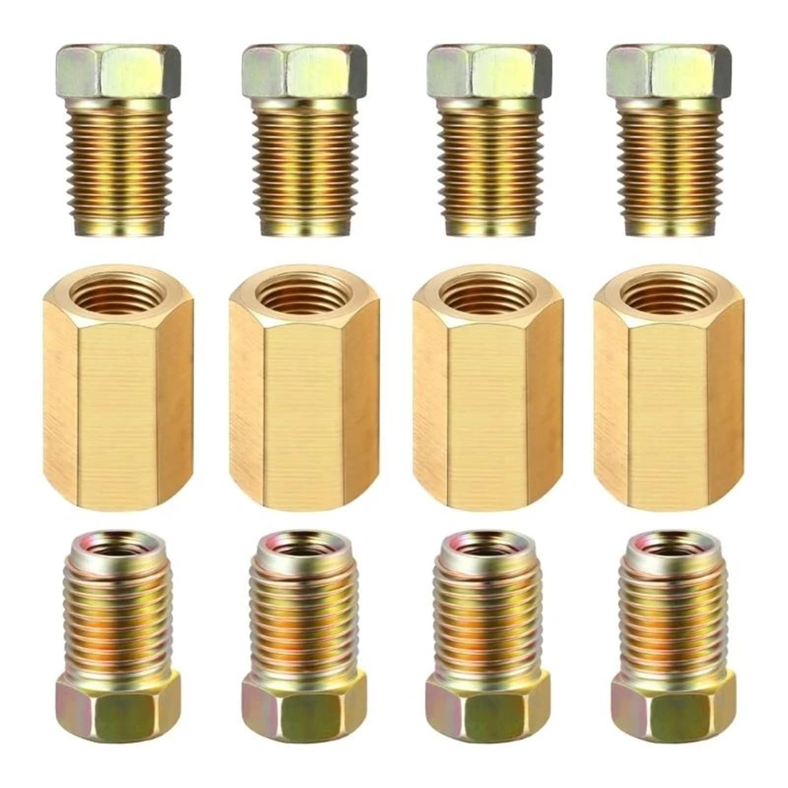 Maryear One Color Brake Line Fittings Inverted Brake Line Fittings Assortment 7/16-24 1/4 Set(12Pcs)