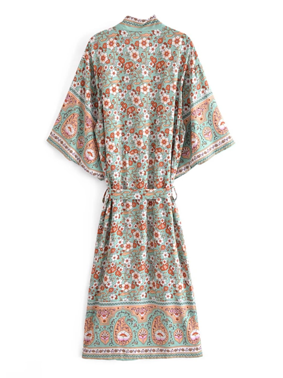 Disimlarl Mujeres Batwing Mangas Cinturón Estampado Floral Bohemio Kimono Traje De Bata Traje De Bata Bikini Cover-Ups