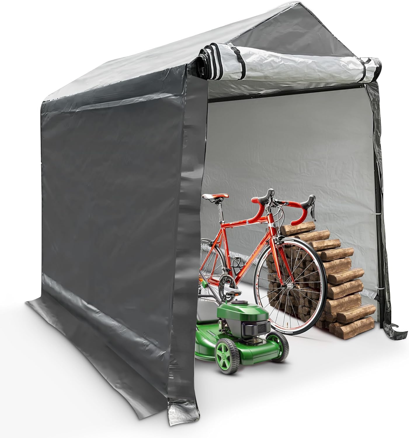 WIELS Abri à outils 170 x 240 x 213 cm 8,7 m³, abri de jardin, garage à vélos, abri de moto, film plastique, abri à outils, garage de tente, tente à outils (anthracite, 240 x 170 x 227 cm)