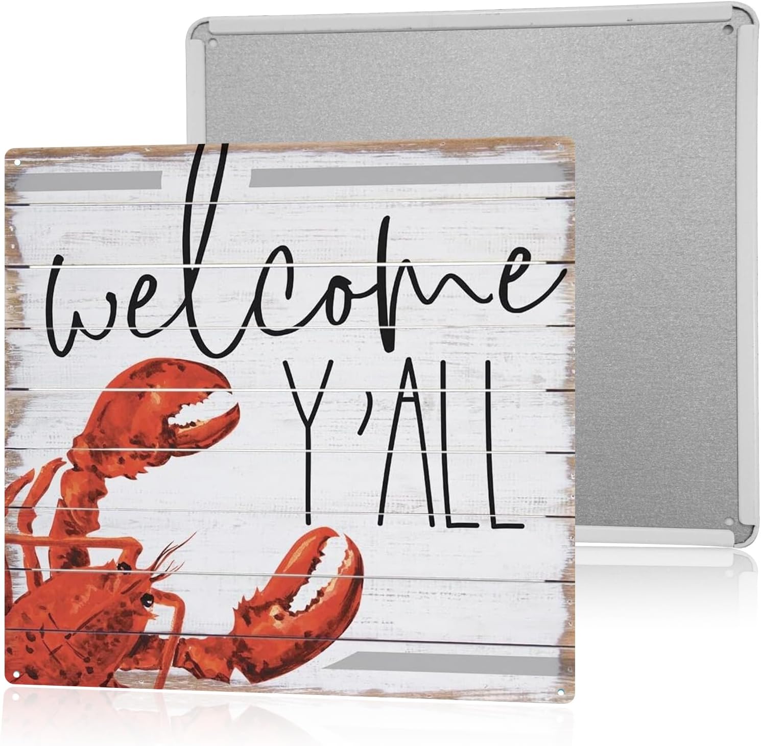 Crawfish Boil Decorations Lobster Party Decor Seafood Boil Supplies Fishing Party Interesting Summer Beach Metal Sign For Kitchen Lobster Lovers Gifts 8×8 Inches