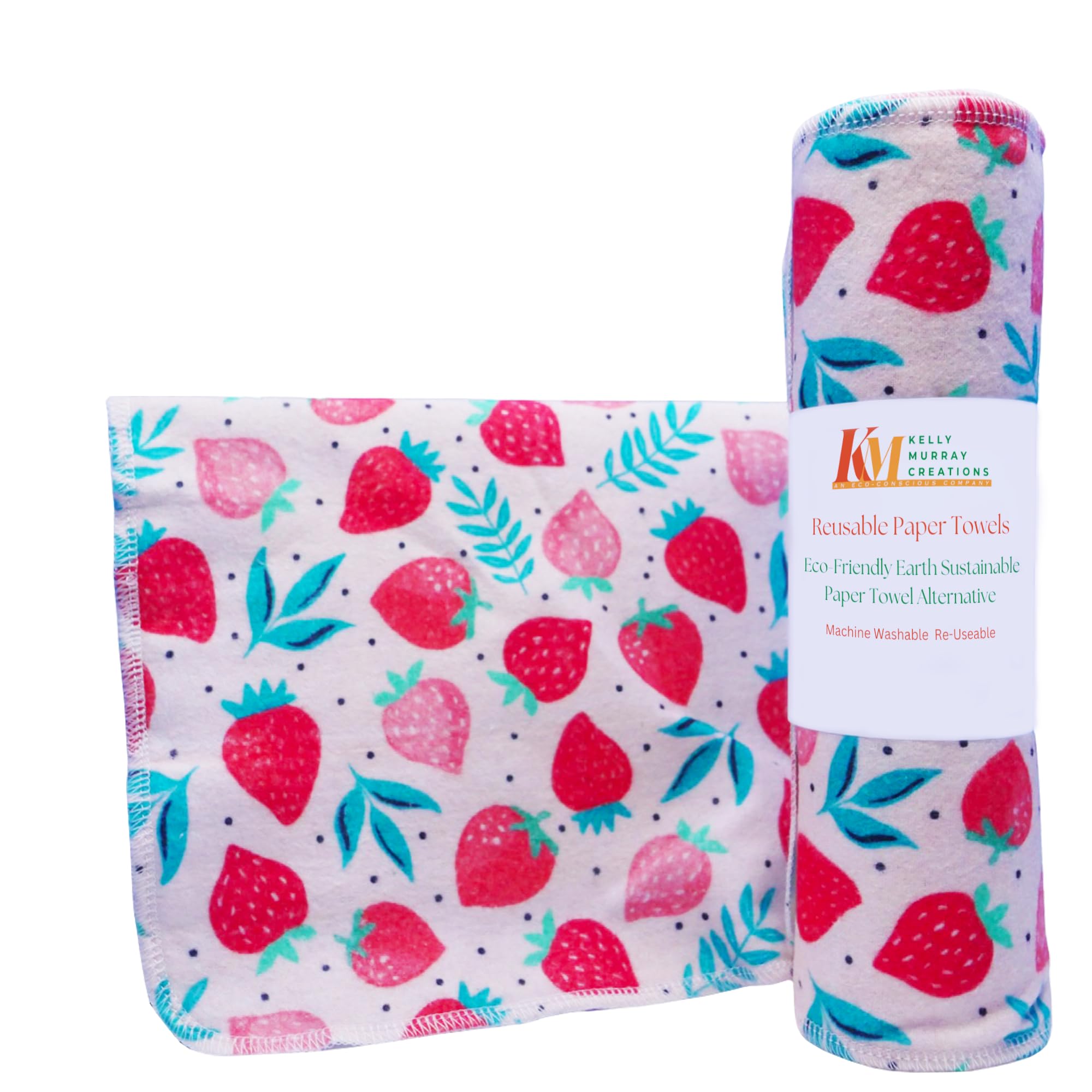 Kelly Murray Creations Pack of 10 Reusable Paper Towels | 10x10 Inch Cotton Towels | Kitchen Utensils Print | Eco Friendly, Washable, Quick Drying |