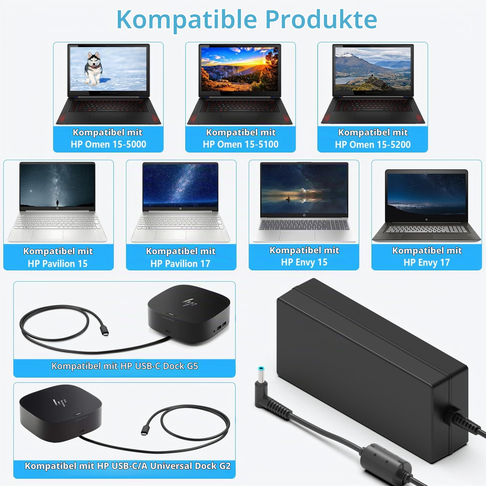Hafiuege 120W Laptop Ladekabel Netzteil Kompatibel mit HP