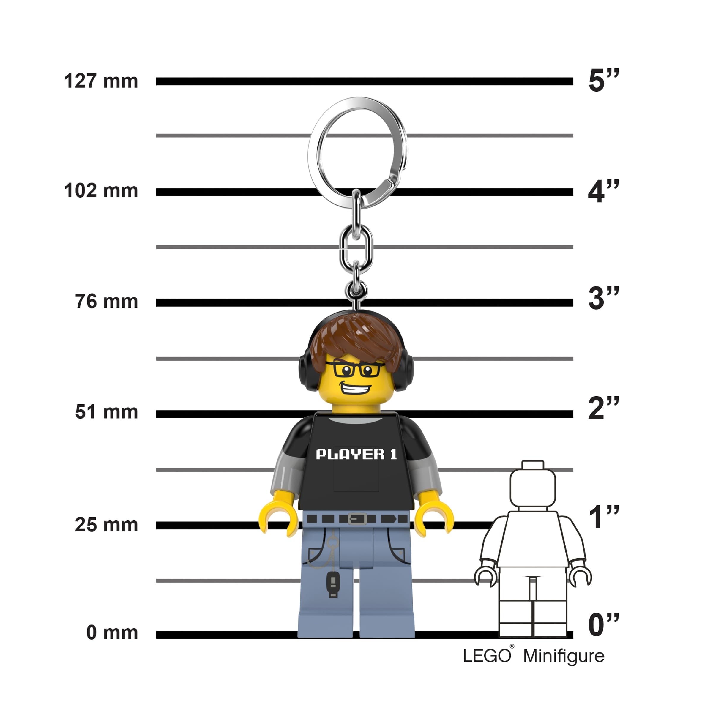 IQ LEGO Minifigures Large 3 Inch Tall Video Game Guy Keychain Light, White, Large - 3 inches tall, 76.2 mm - Image 2