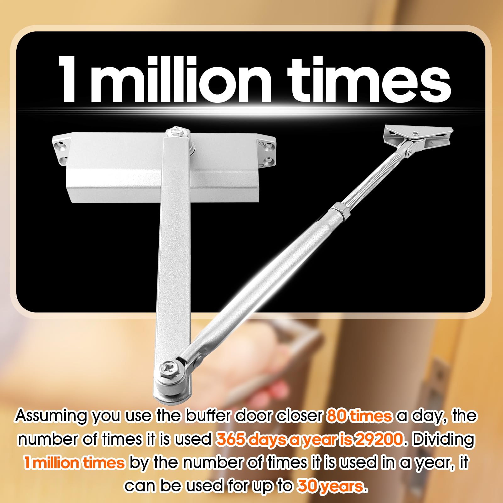 Heavy Duty Automatic Door Closer with Hold Open (for Doors 132-187 lbs), Automatic Hydraulic Storm Door Closers,Storm Door Parts Hardware for Residential and Commercial Doors Use