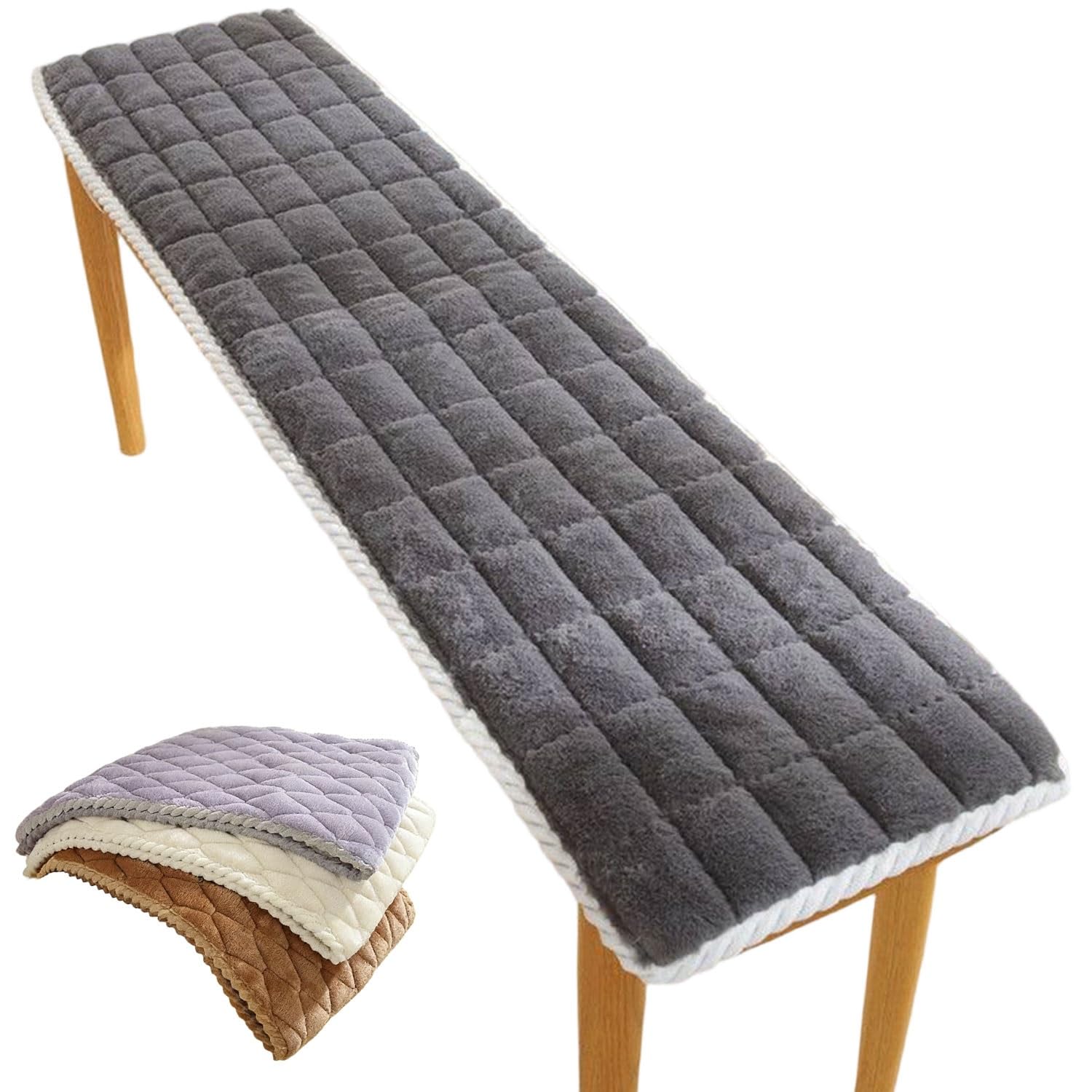 uyeoco Washable Indoor/Outdoor Bench Cushion - 120cm/150cm/100cm/90cm x 40cm/35cm/30cm - Non-Slip Seat Pad for Bay Windows, Garden Patio, Long Chairs, Swings & Porch Furniture(Grey,60x180cm)