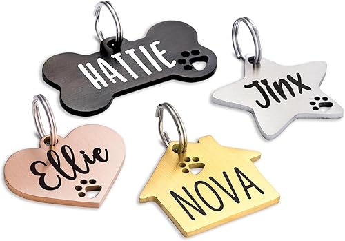 Miniatura 27 de Ultra Joys Etiquetas de identificación personalizadas para mascotas - Etiqueta de identificación de mascotas personalizada de pata hueca - Etiqueta