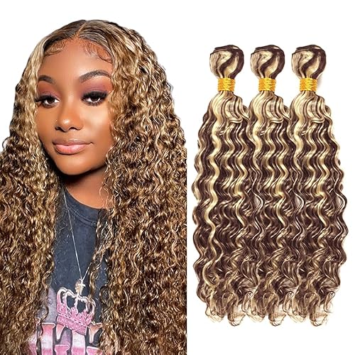 DiexrLamx Ombre Human Hair Bundles Blonde Deep Wave Bundle 20