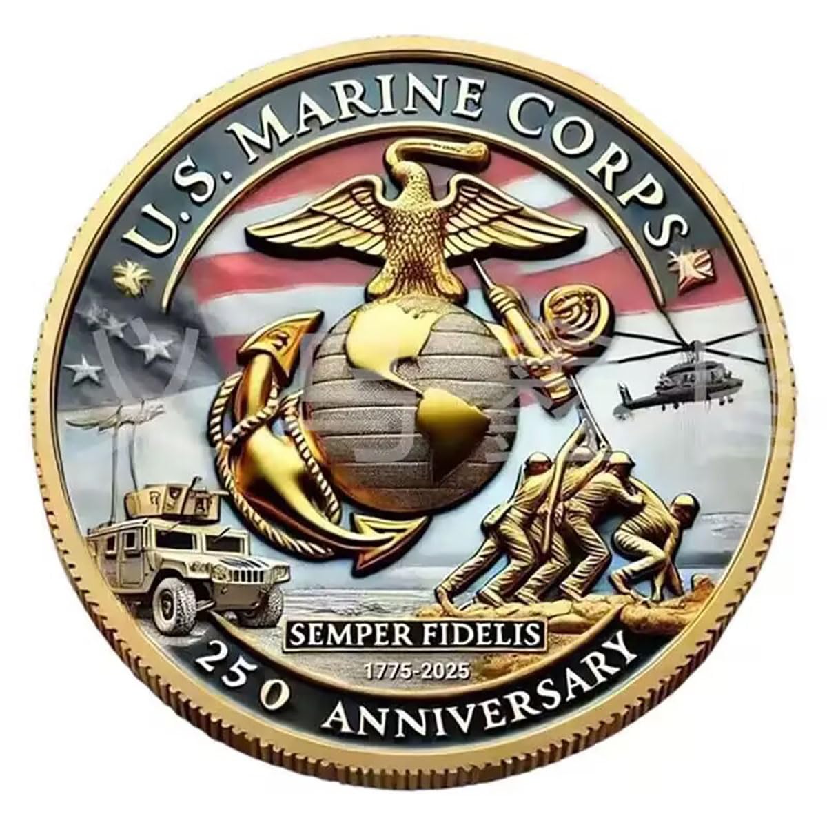 USMC 250th Anniversary Marine Corps U.S. Navy Commemorative Coin 1775-2025 Challenge Coin Military Collectible Gift for Veterans