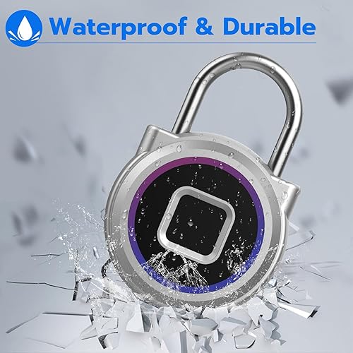 Miniatura 5 de Candado de huellas dactilares, casillero de gimnasio con aplicación Bluetooth para reloj iOS, candado biométrico inteligente sin llave, impermeable
