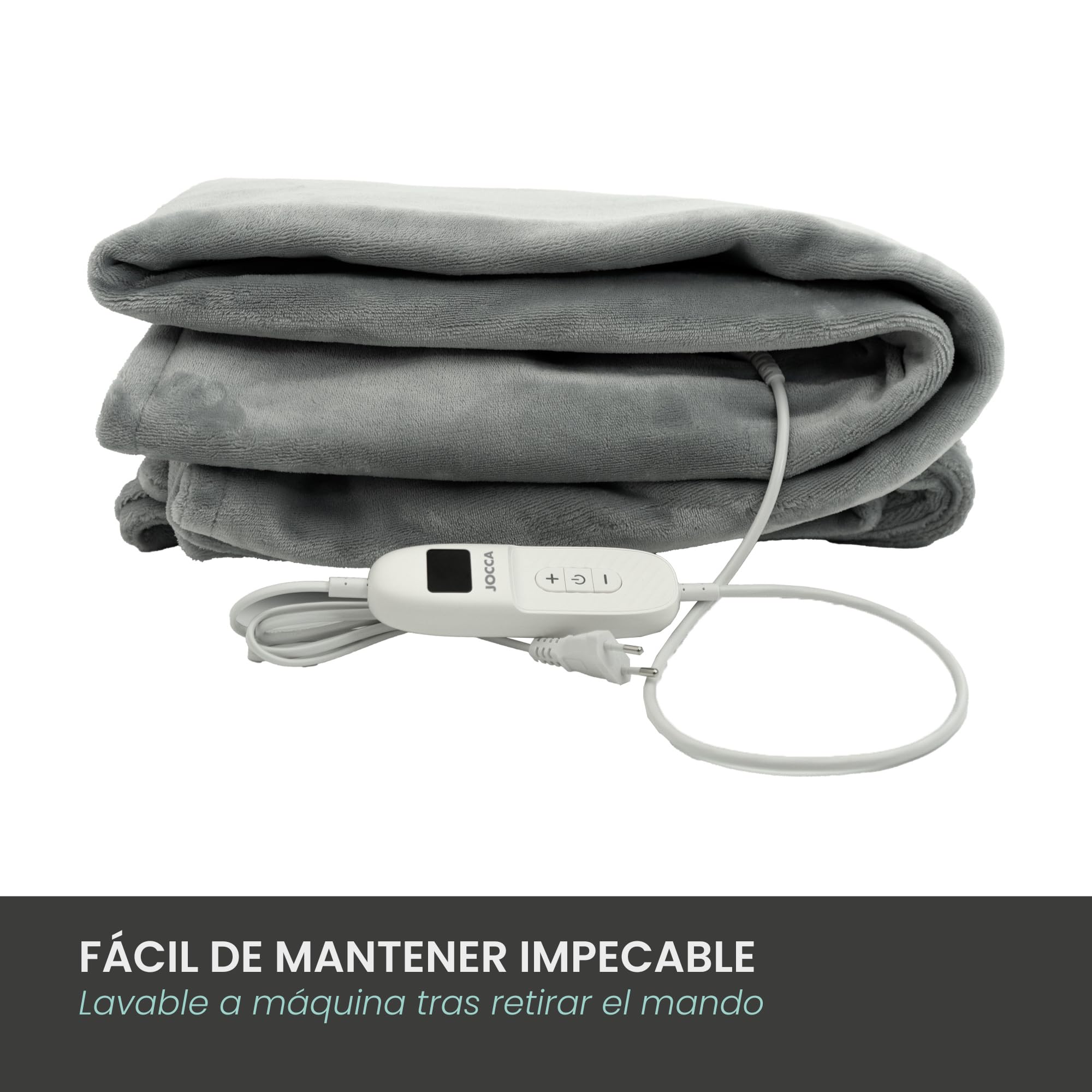 JOCCA – Manta Eléctrica con 9 Niveles de Temperatura, Temporizador 1–9h, Protección Sobrecaliemiento y Mando Extraíble | Tejido Suave y Lavable – Diferentes Modelos, Tejidos y Pesos (1,6 Kg)