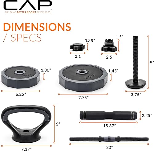 Miniatura 4 de CAP Barbell Juego de pesas ajustables multiusos mancuernas versátiles, mancuernas y pesas rusas para entrenamientos de cuerpo completo  Opciones de