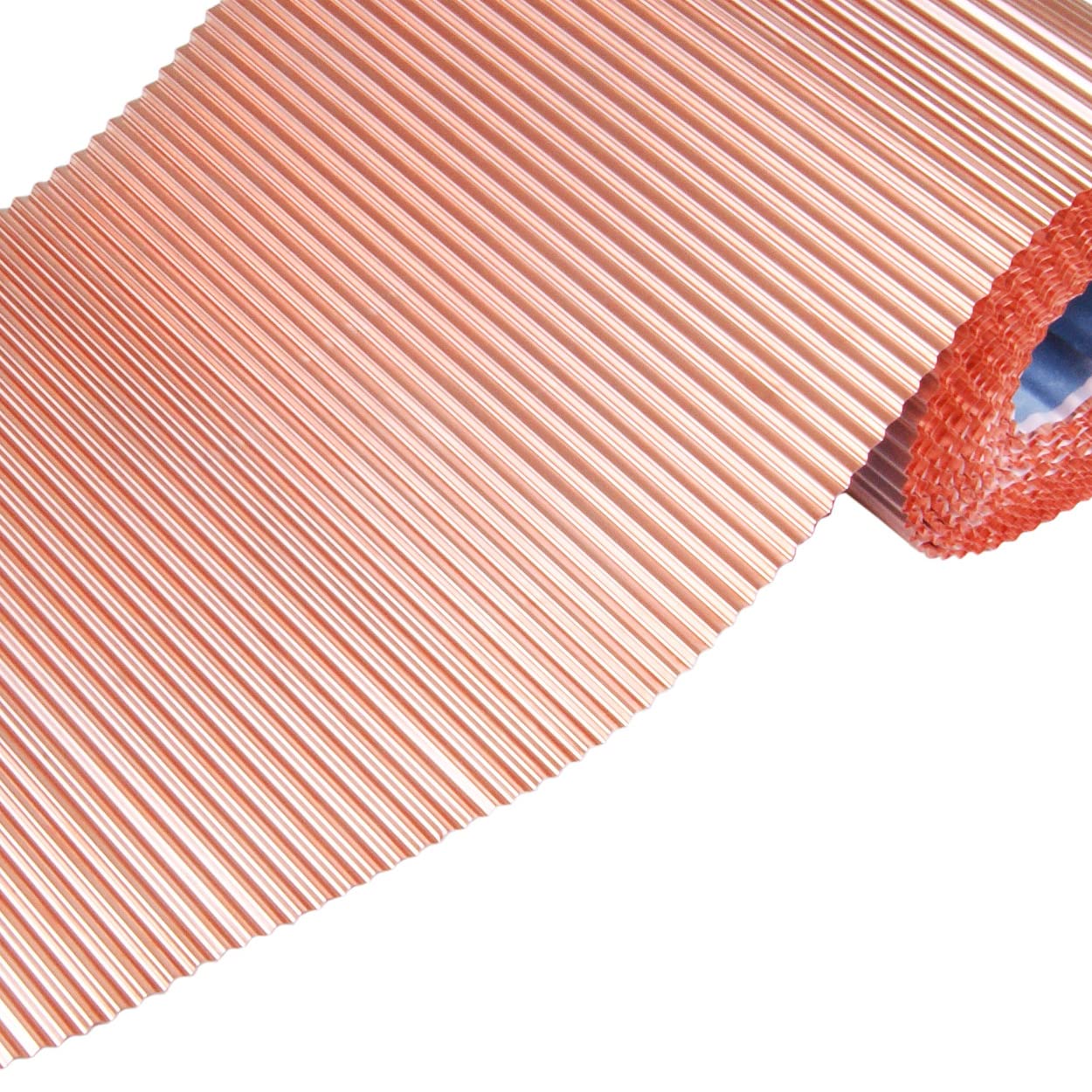 Kaminanschluss Kaminanschlussband Anti Moos, Moos Stop, selbstklebend, Dachentmoosung Wandanschluss Kupfer Rollfirst Kupferrollfirst Kupferband KUPFER - PLISSIERT 300mm / 5mtr.