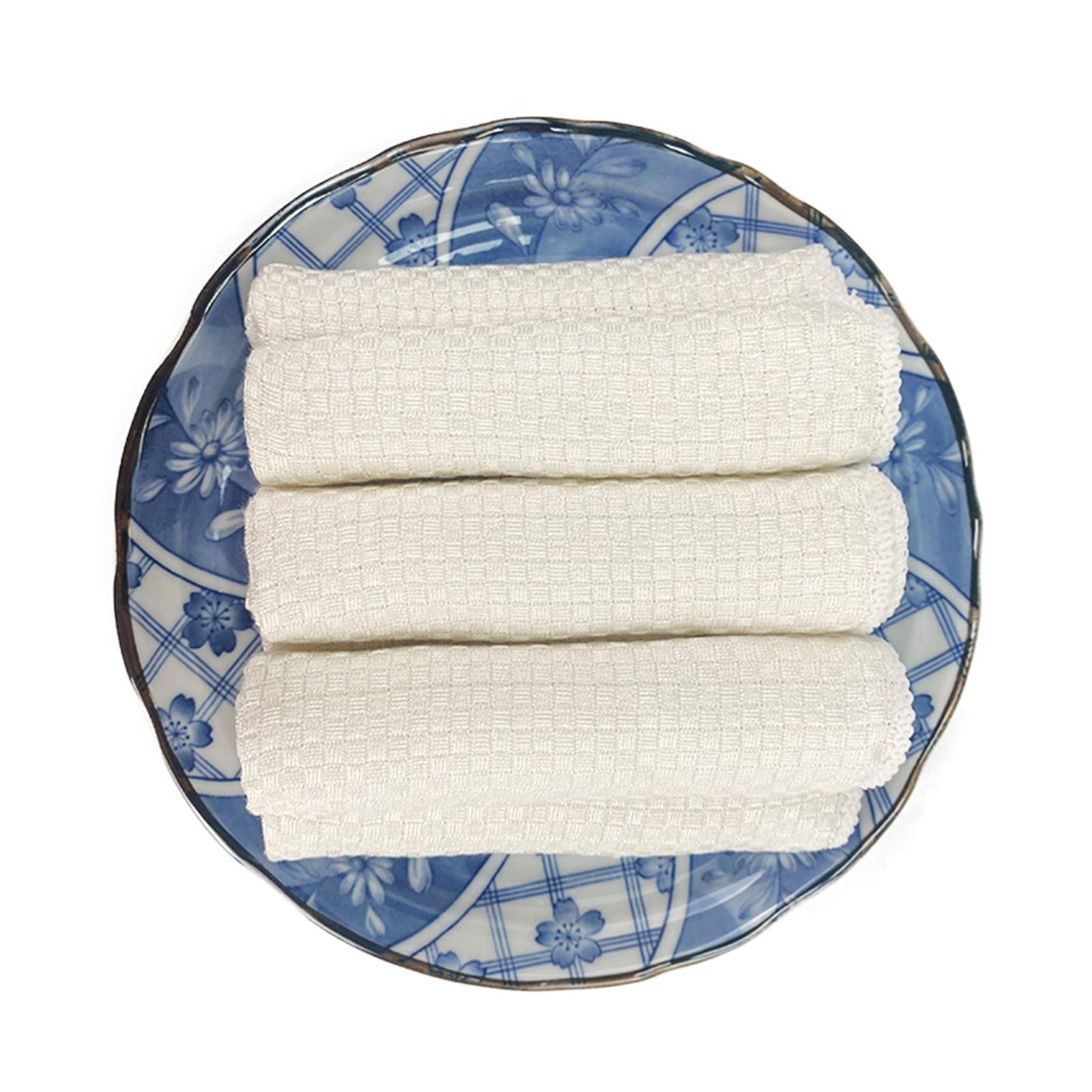 10pcs / Terry Algodón Cocina Plato Limpieza Limpieza de bambú Fibra Reutilizable No Stick Toalla perezosa (Color : White, Specification : 10pcs)