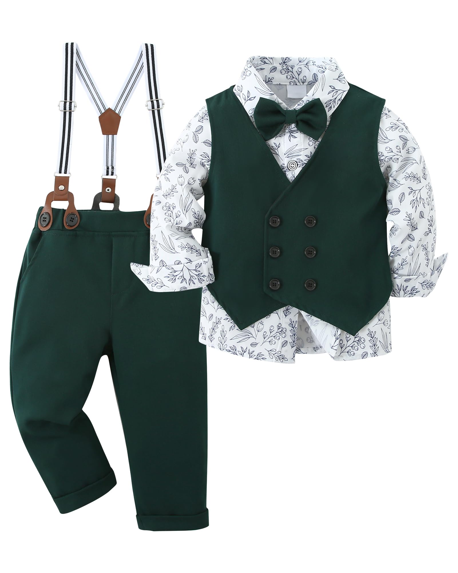 Completini e Coordinati Bambini Abbigliamento Ragazzo Battesimo Cerimonia Abbigliamento Set + Maniche Lunghe Camicia + Papillon + Gilet + Pantaloni 6-10 Anni