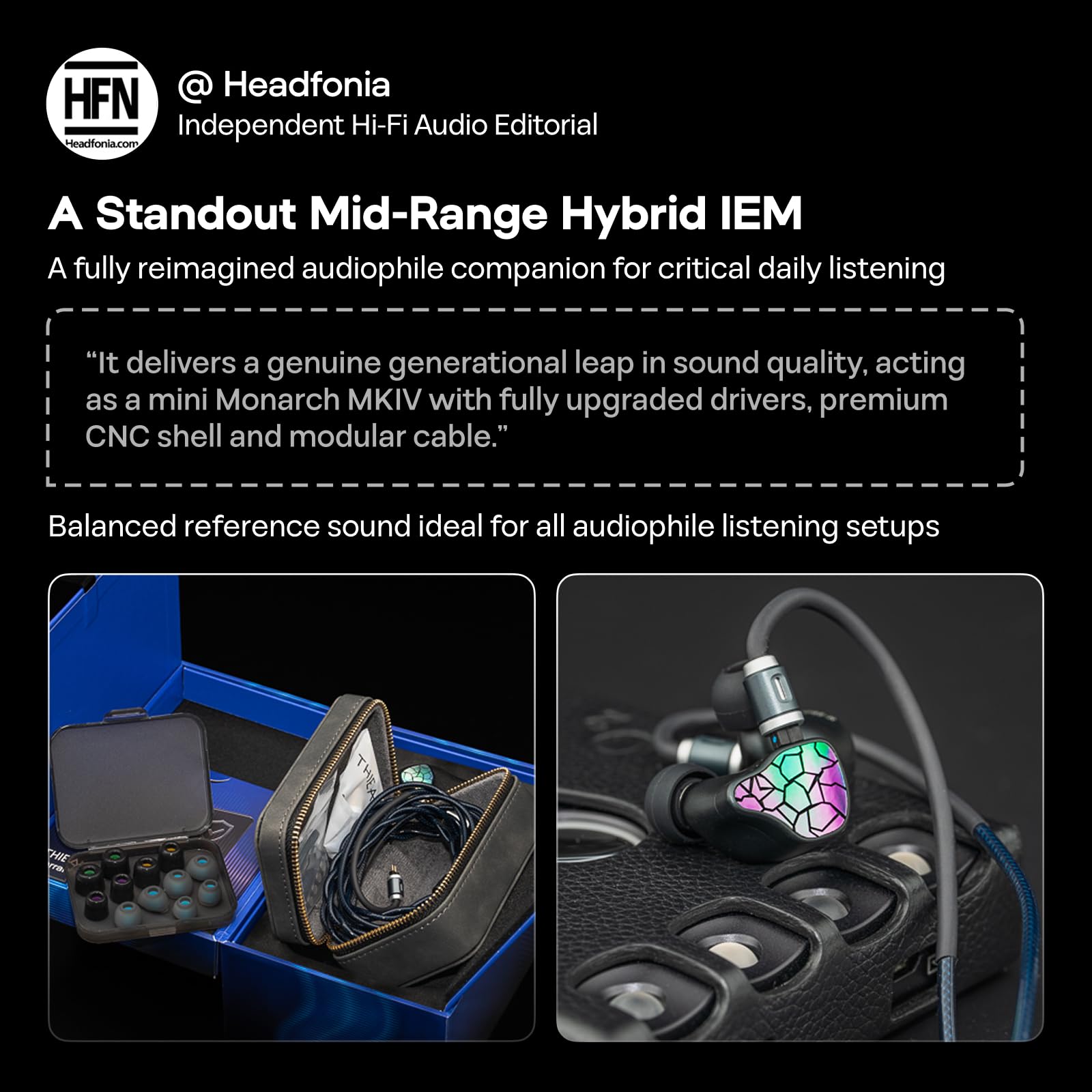 Linsoul THIEAUDIO Hype 4 MKII 2DD + 4BA Moniteur Intra auriculaire,HiFi filaires IEM, Engageant & Studio Accord Neutre,Ecouteur de Jeu en Aluminium CNC avec câble 3,5/4,4 mm pour Musicien Audiophile