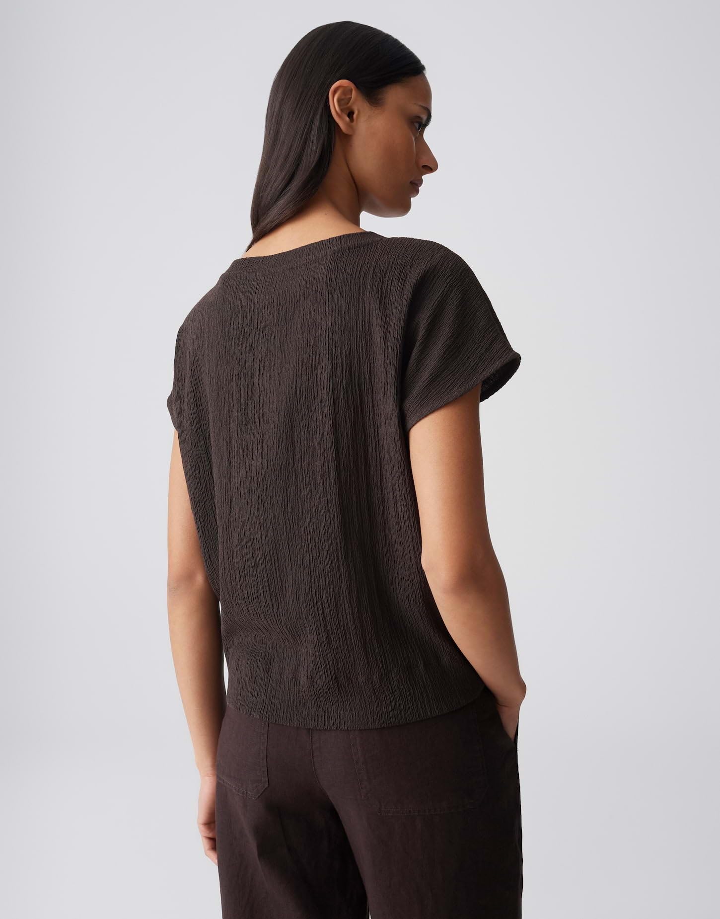 OPUS Damen Kurzarmshirt | Jerseyshirt mit Crinkle Effekt Regular Fit