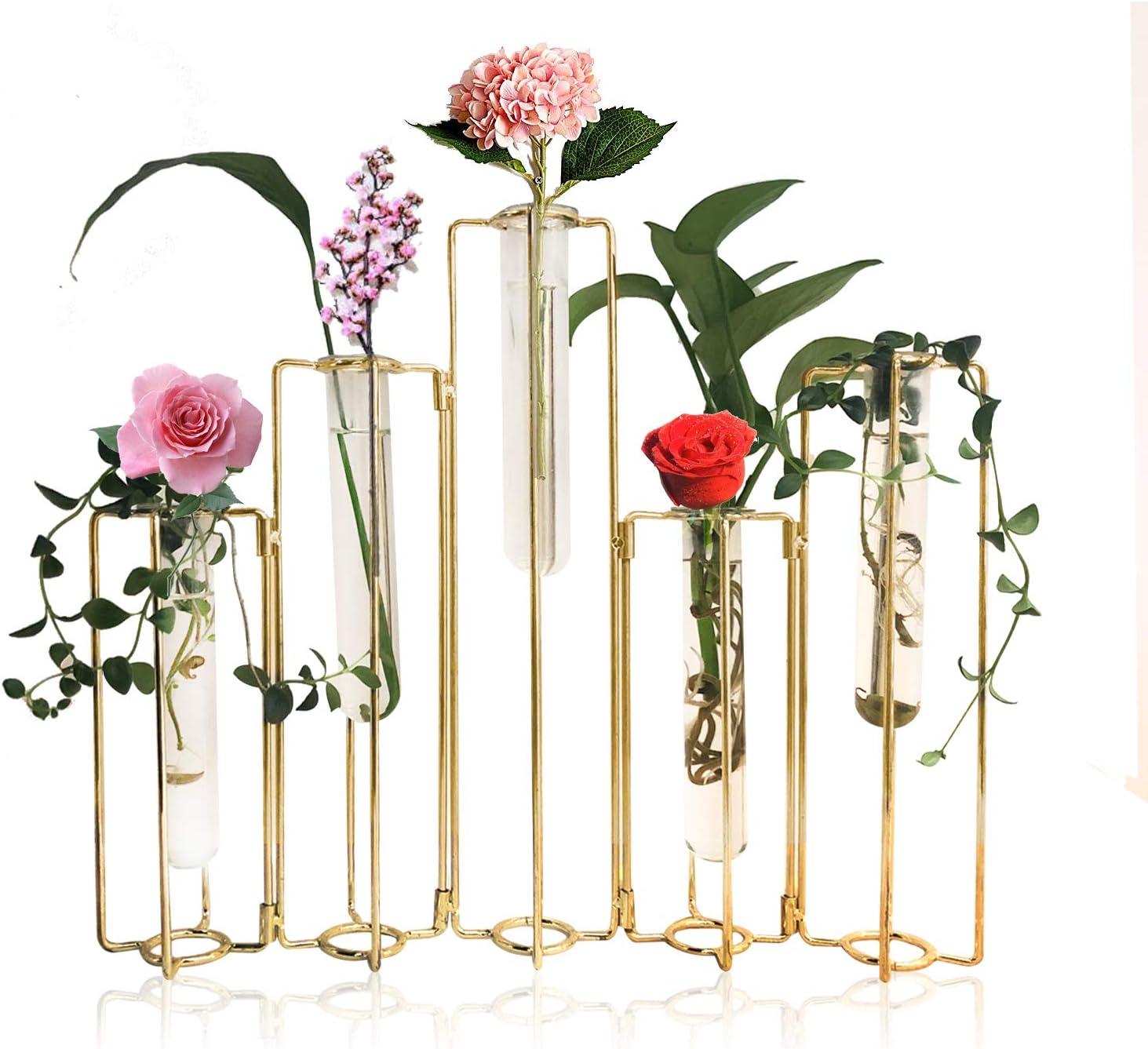 SHINA Electroplating Test Tube Vase for Flowers, Glass Vase