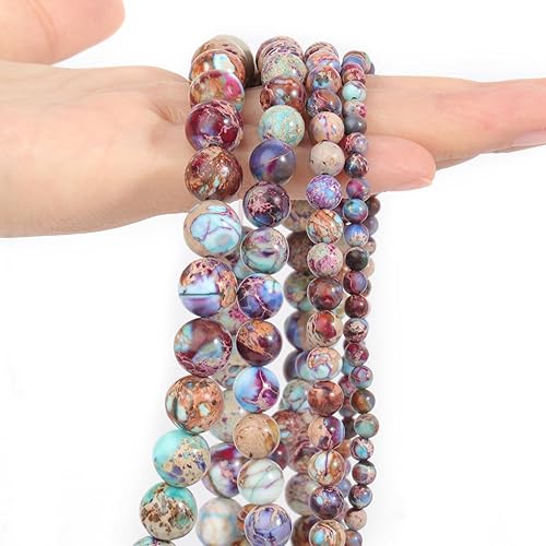 Miniatura 5 de Love Beads - Cuentas redondas multicolor de ojo de tigre para hacer joyas, cuentas de piedras preciosas de 15 pulgadas y 0.315 in