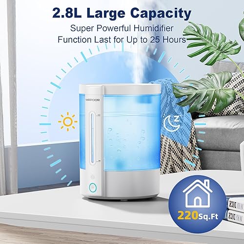 Miniatura 3 de Humidificadores para dormitorio, humidificadores ultrasónicos de niebla fría de 2.8 L para bebé con apagado automático, humidificadores de llenado